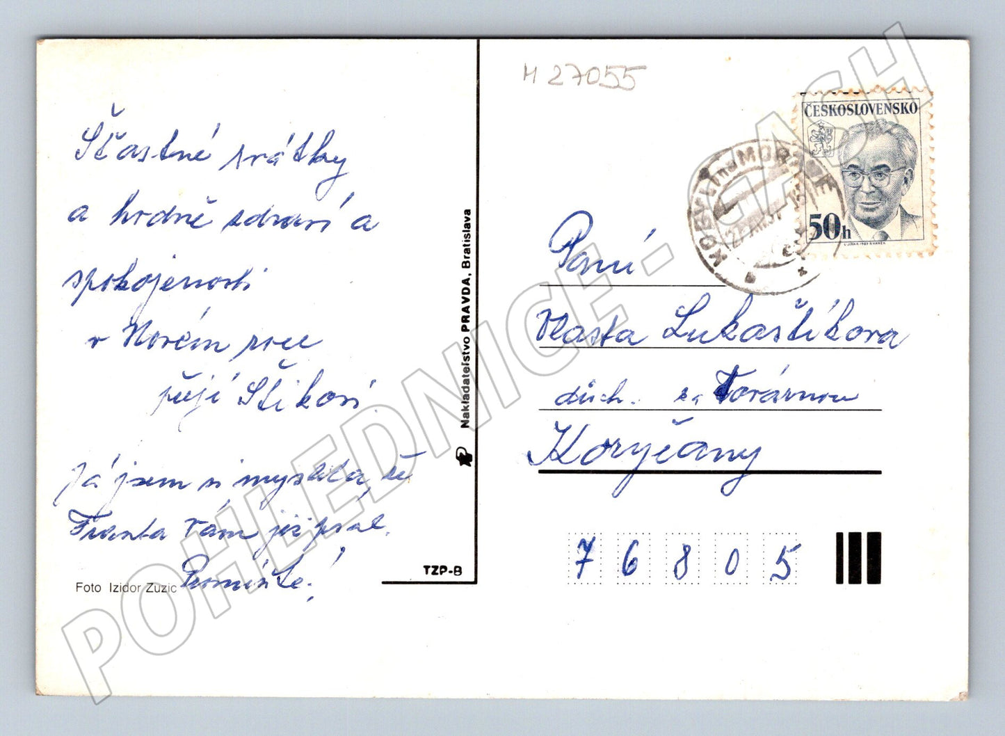 Pohlednice Vánoční svíčka jmelí 1979 (M27055)