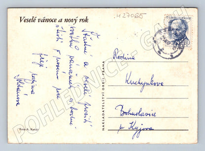Pohlednice Vánoční zátiší ovoce ořechy svíčka (M27065)