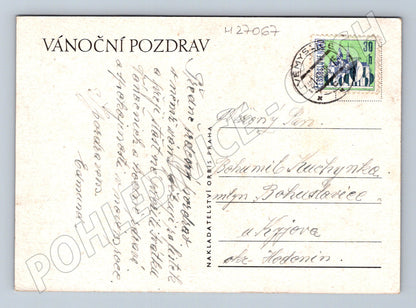 Pohlednice Vánoce jiskřičky ozdoby 1968 (M27067)