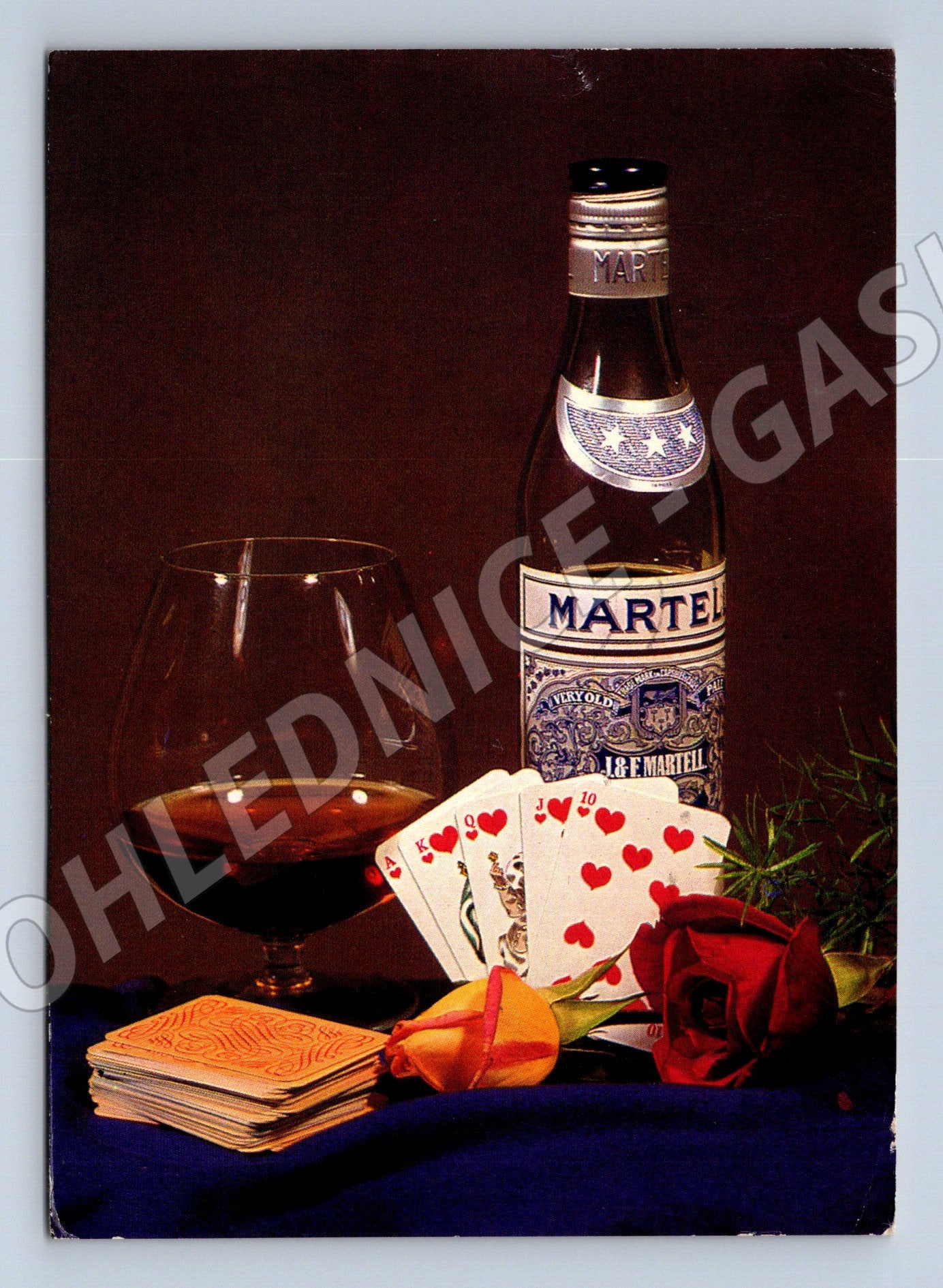 Pohlednice Martell koňak karty růže 1968 (M27070)
