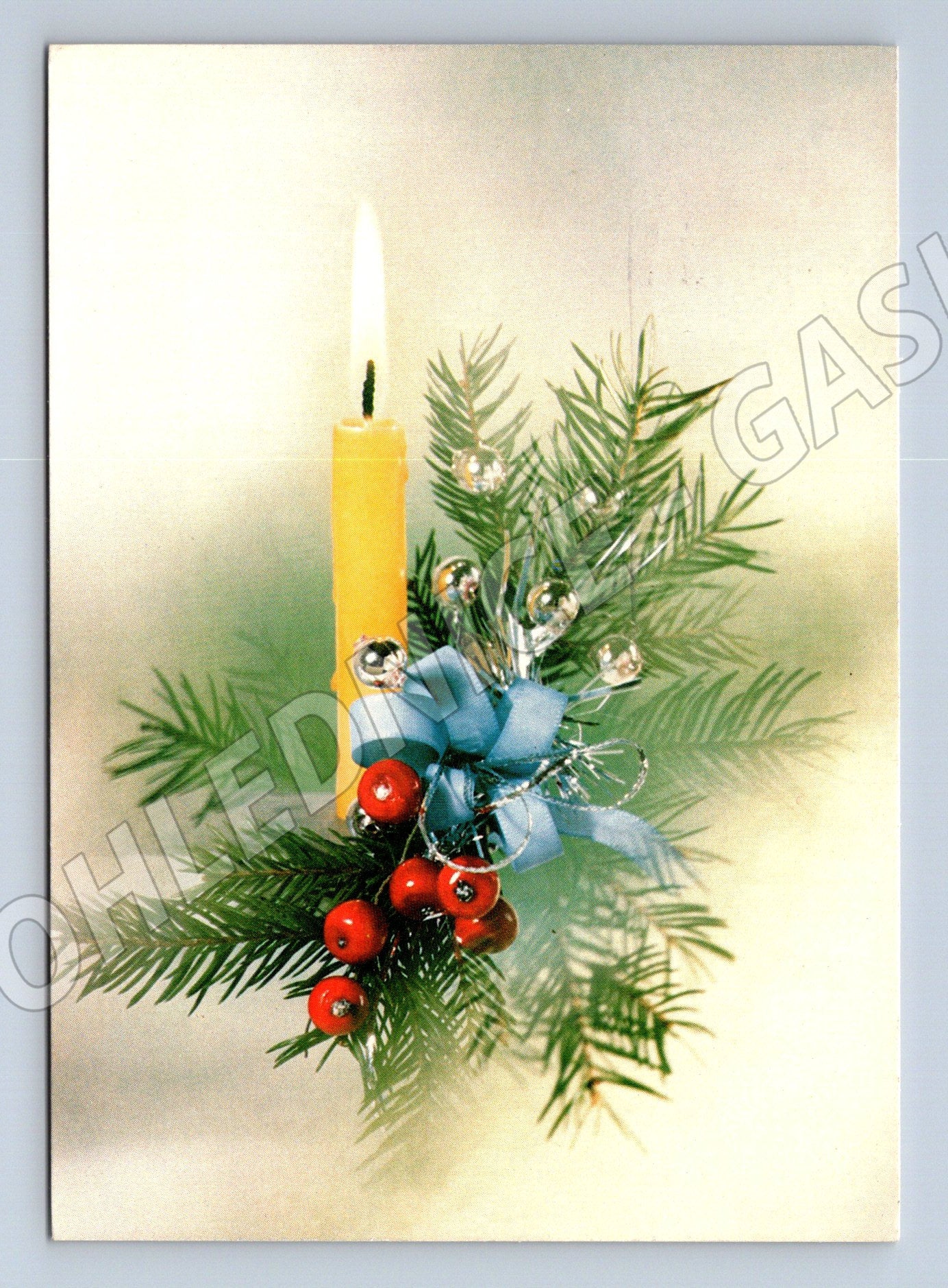 Pohlednice vánoční motiv svíčka 1989 (M27075)