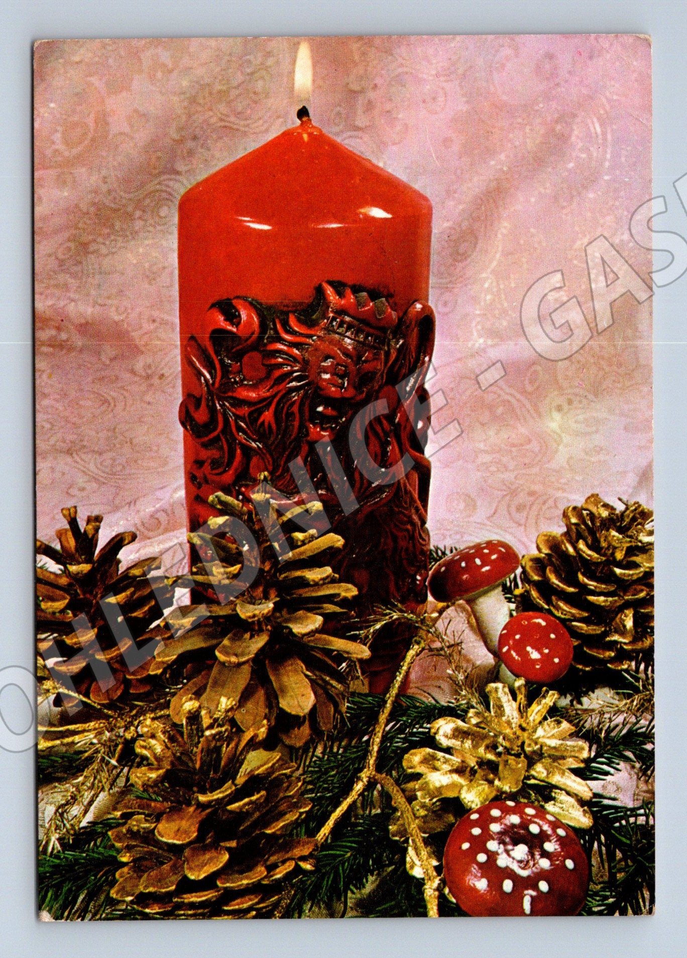 Pohlednice Vánoce svíčka dekorace 197x (M27078)