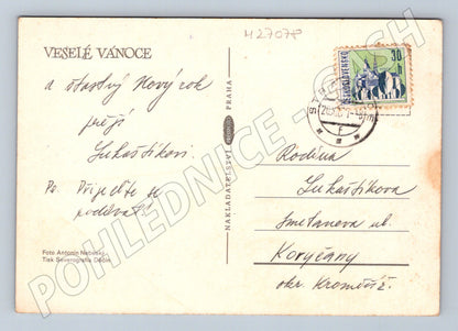 Pohlednice Vánoce svíčka dekorace 197x (M27078)