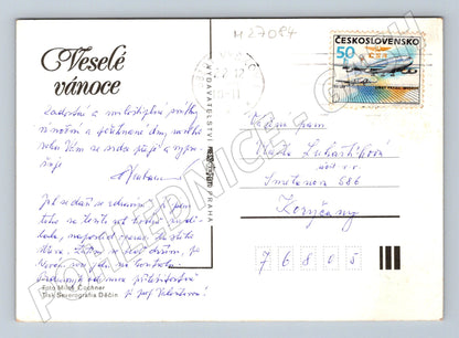 Pohlednice Vánoční zátiší jablka ořechy 197x (M27084)