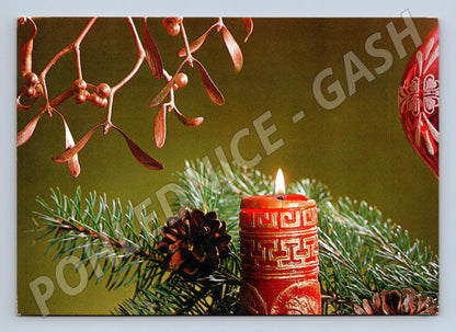 Pohlednice Vánoční jmelí svíčka 1990 (M27088)