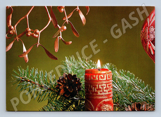 Pohlednice Vánoční jmelí svíčka 1990 (M27088)