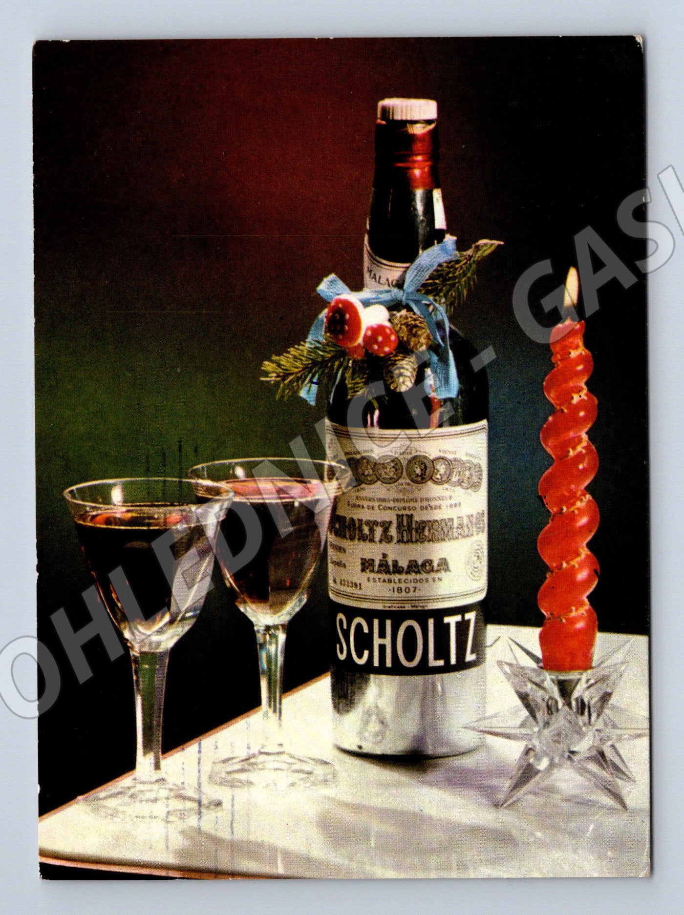 Pohlednice Novoroční přání víno Scholtz 1970 (M27093)
