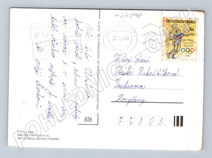 Pohlednice Vánoční zátiší jablka ořechy svíčka 1993 (M27098)