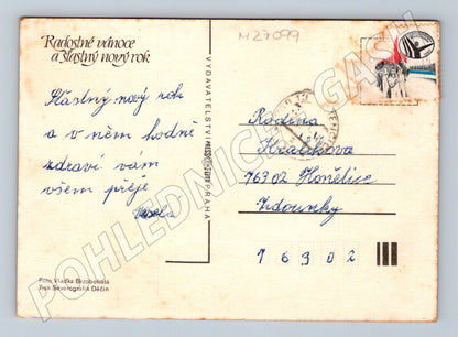 Pohlednice Vánoční zátiší ořechy svíčka (M27099)
