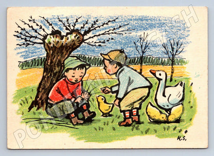 Postcard K. Skála children and goose 1948 (M2710)