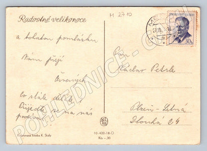 Postcard K. Skála children and goose 1948 (M2710)