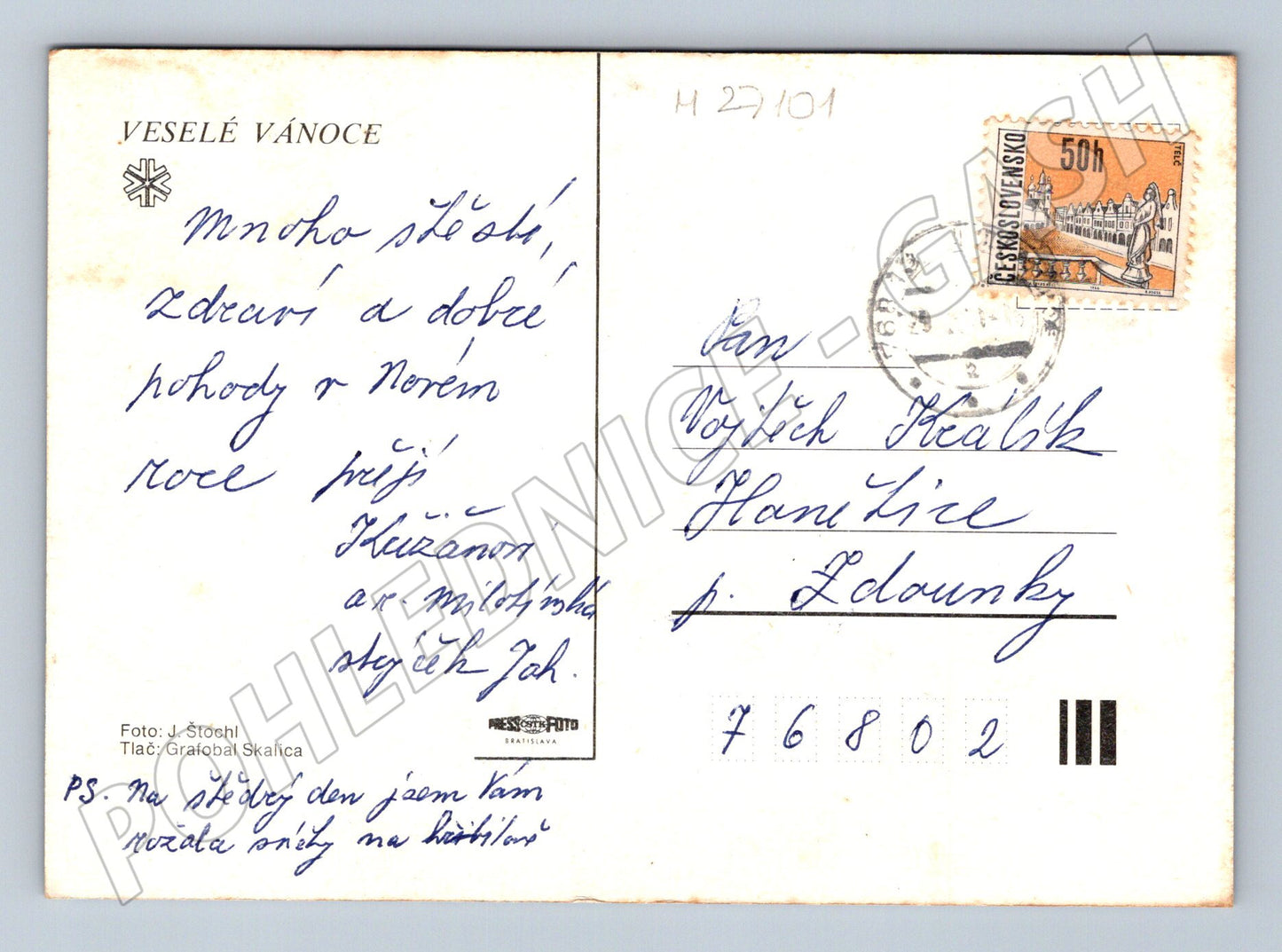Pohlednice vánoční svíčka a šišky (M27101)