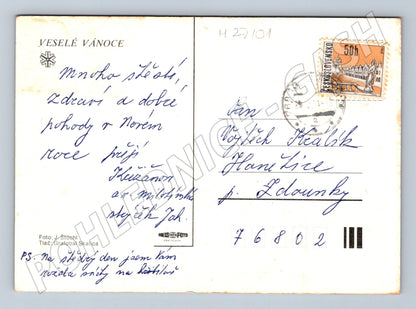 Pohlednice vánoční svíčka a šišky (M27101)