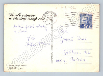 Pohlednice vánoční motiv rolada 1978 (M27102)
