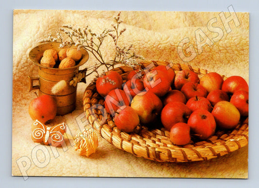 Pohlednice zátiší jablka a ořechy Vánoce 1998 (M27106)
