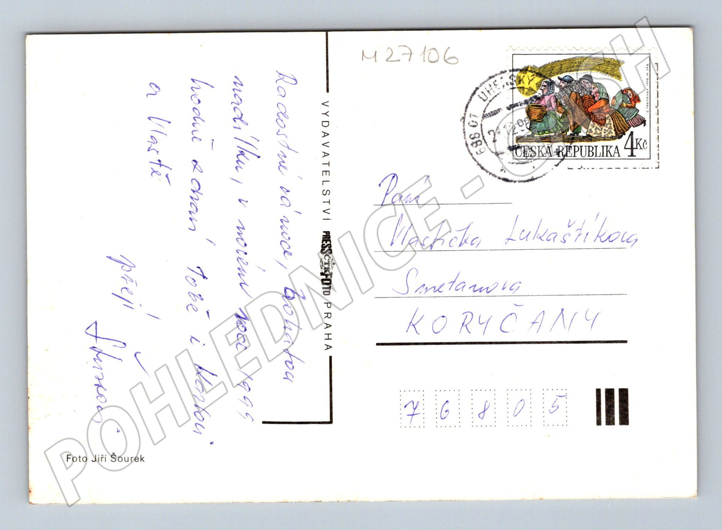 Pohlednice zátiší jablka a ořechy Vánoce 1998 (M27106)