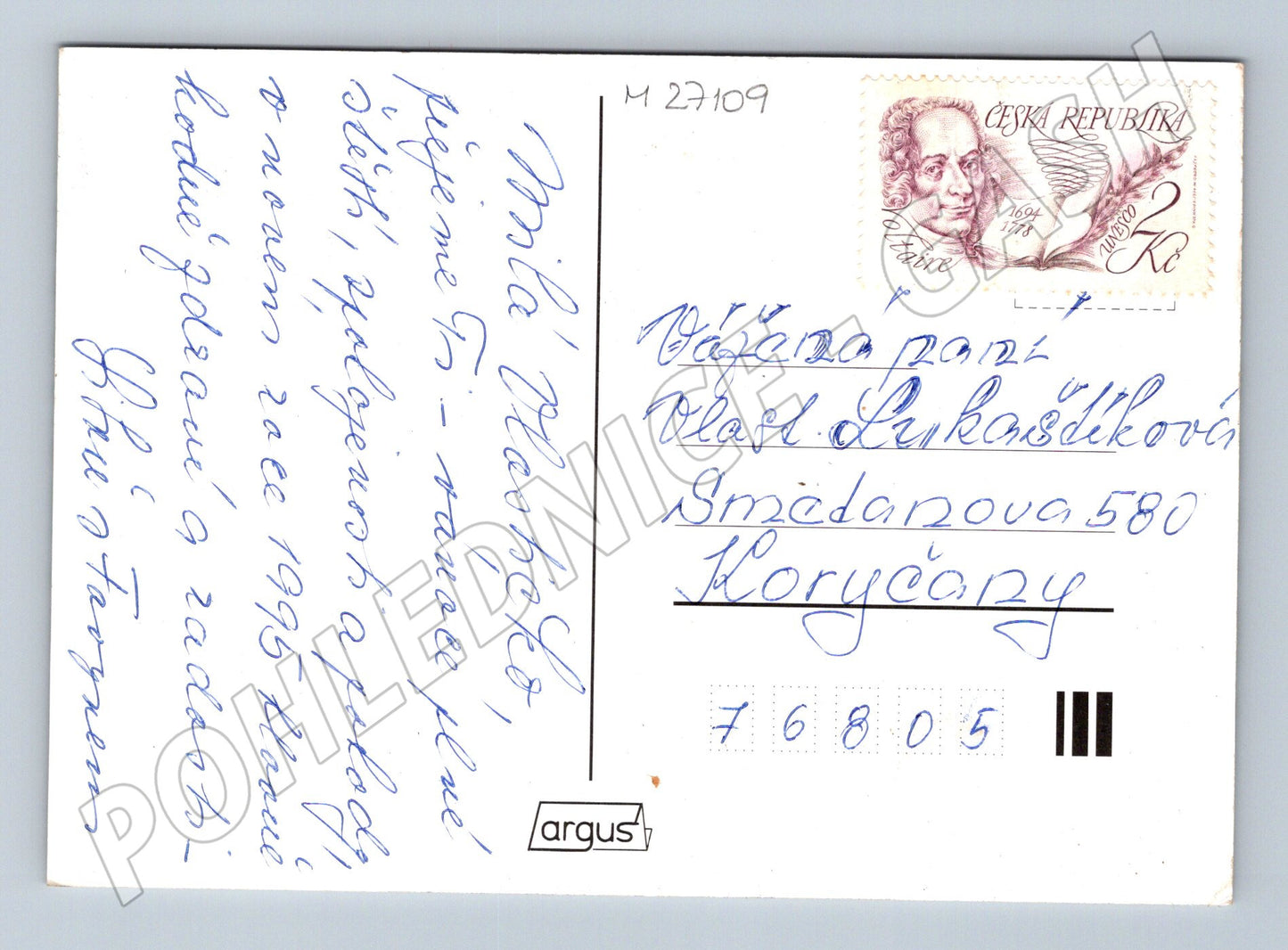 Pohlednice Vánoční motiv se srnkami 1996 (M27109)