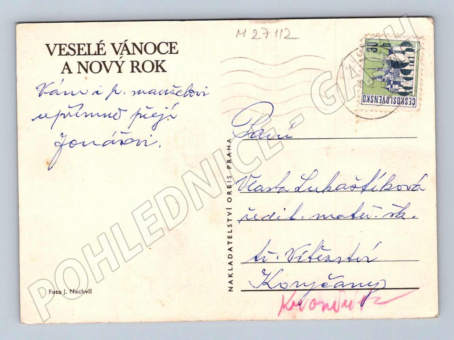 Pohlednice Vánoce a Nový rok motiv ovoce (M27112)