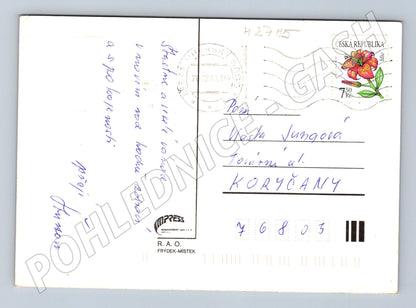 Pohlednice Vánoční novoroční motiv hrad jezdec 1994 (M27115)