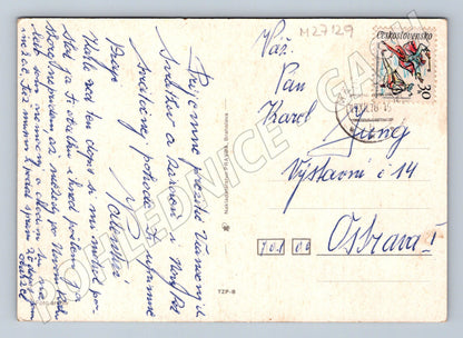 Pohlednice Vánoční zátiší svíčka jablko 1975 (M27129)