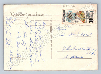 Pohlednice Vánoční motiv s mandolínou a notami 1974 (M27136)