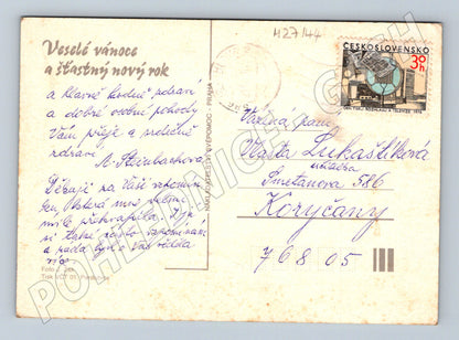 Pohlednice Vánoční s hodinami a cukrovím 1978 (M27144)