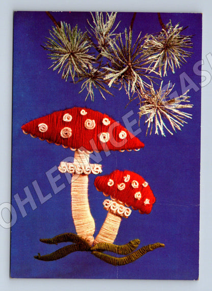 Pohlednice Vánoční motiv pletené houby 1968 (M27146)