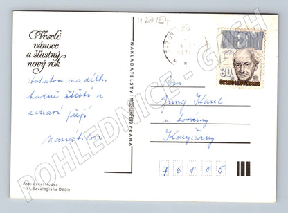 Pohlednice Vánoční motiv se svíčkou a medailí 1978 (M27154)