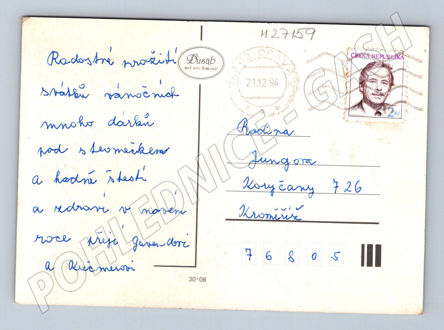 Pohlednice Šťastný Nový Rok ohňostroj šampaňské 1994 (M27159)