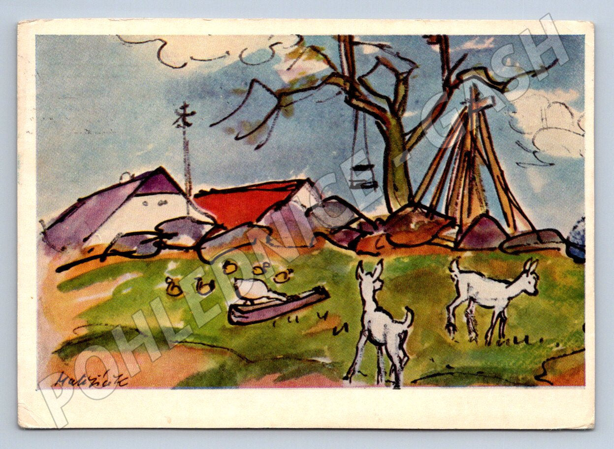 Pohlednice B. Matějiček kozy a Velikonoce (M2716)