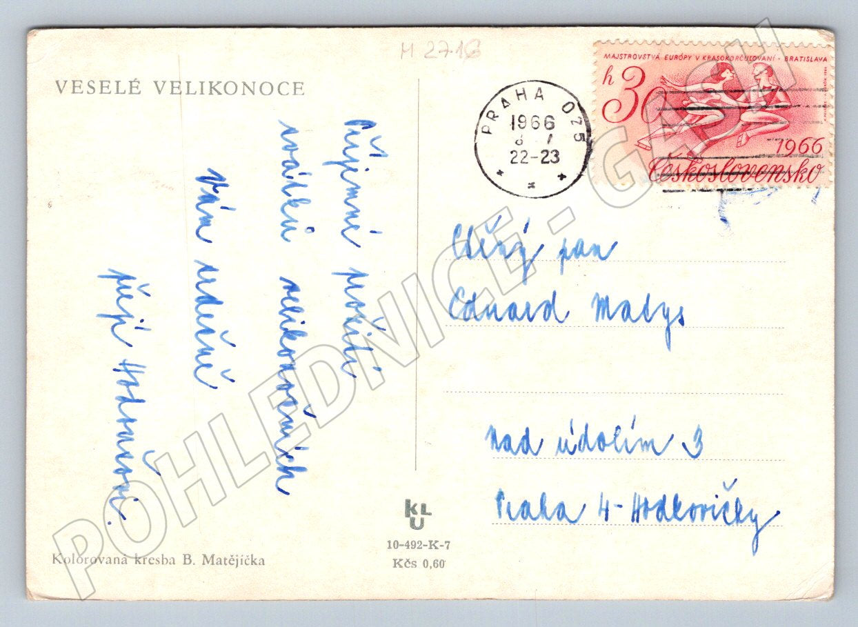 Pohlednice B. Matějiček kozy a Velikonoce (M2716)