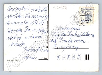 Pohlednice Československo Vánoční zvonky a svíčka 1965 (M27166)