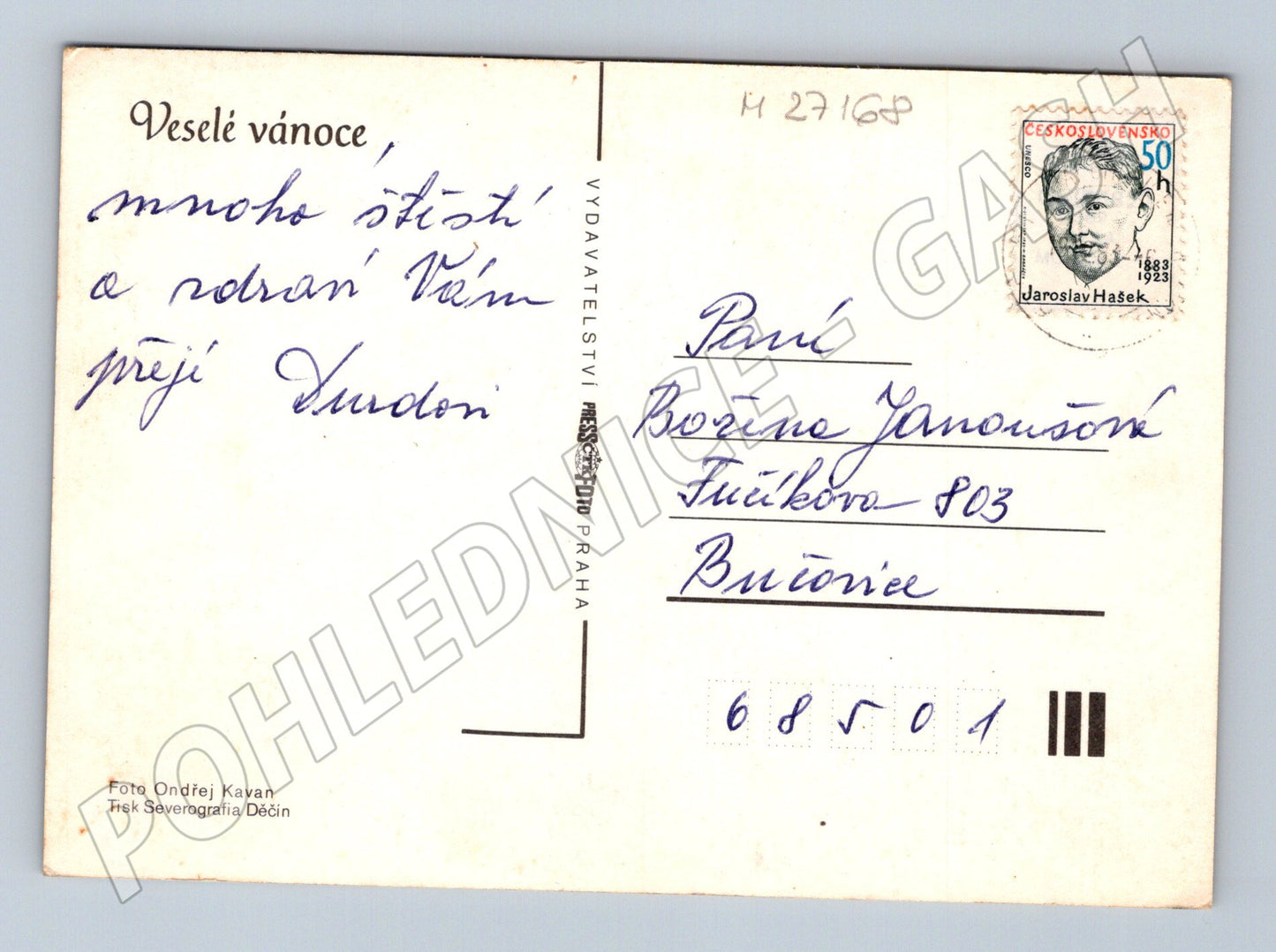 Pohlednice Vánoční zátiší cínová konvice 196x (M27168)