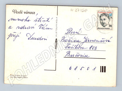 Pohlednice Vánoční zátiší cínová konvice 196x (M27168)