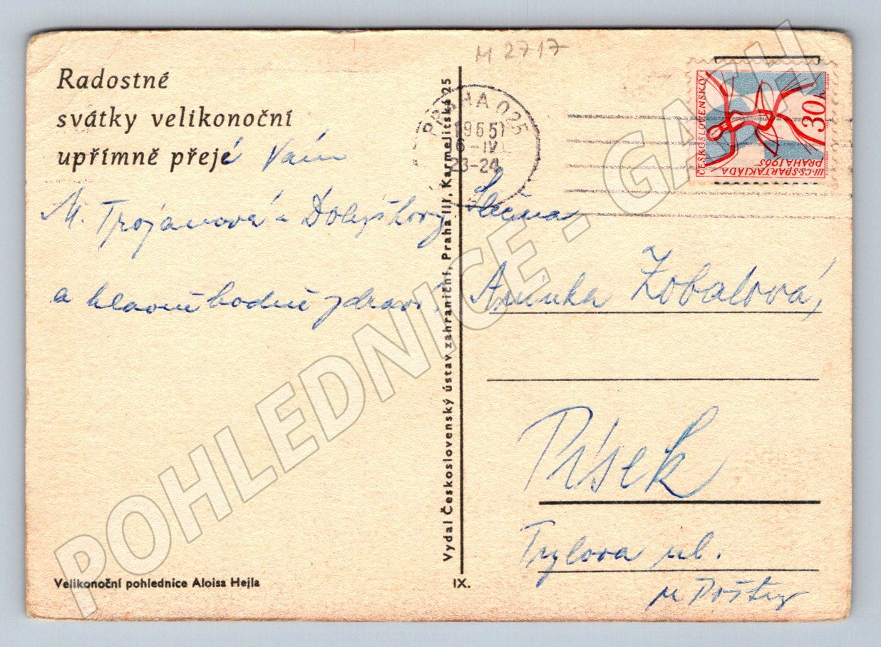 Pohlednice Alois Hejl venkovská scéna 1965 (M2717)