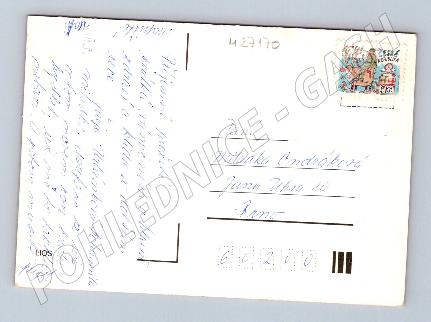 Pohlednice Vánoční motiv se svíčkami a jmelím (M27170)