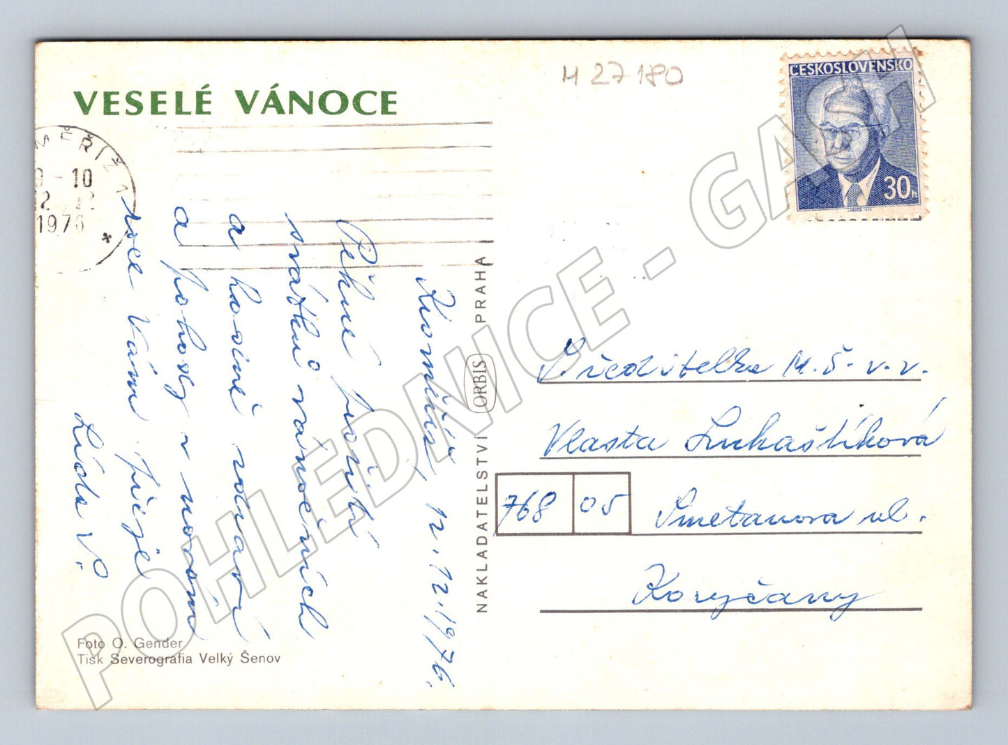 Pohlednice Československo vánoční motiv 1975 (M27180)