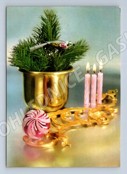 Pohlednice Vánoční dekorace se svíčkami 1989 (M27186)