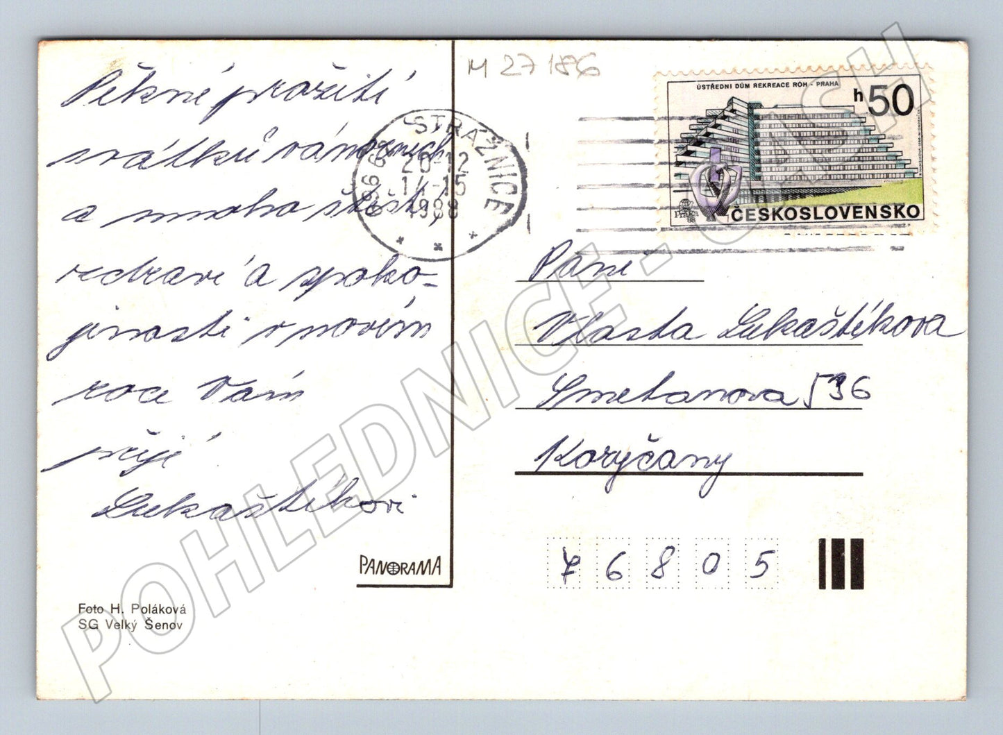 Pohlednice Vánoční dekorace se svíčkami 1989 (M27186)