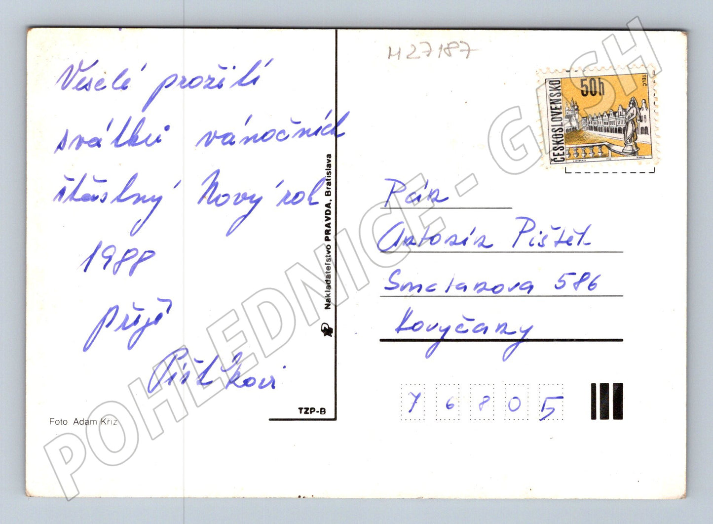 Pohlednice Vánoční zátiší svíčka jablka 1988 (M27187)
