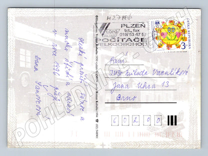 Pohlednice Praha Zlatá ulička sníh 1994 (M27188)