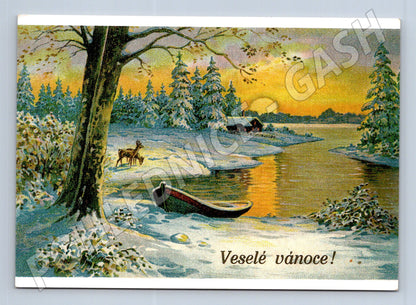 Pohlednice Veselé vánoce zimní krajina (M27197)