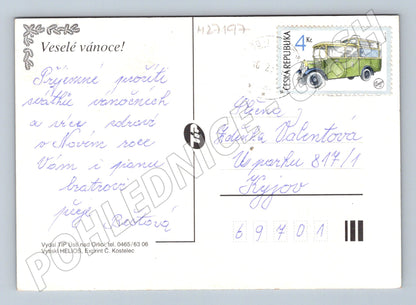 Pohlednice Veselé vánoce zimní krajina (M27197)