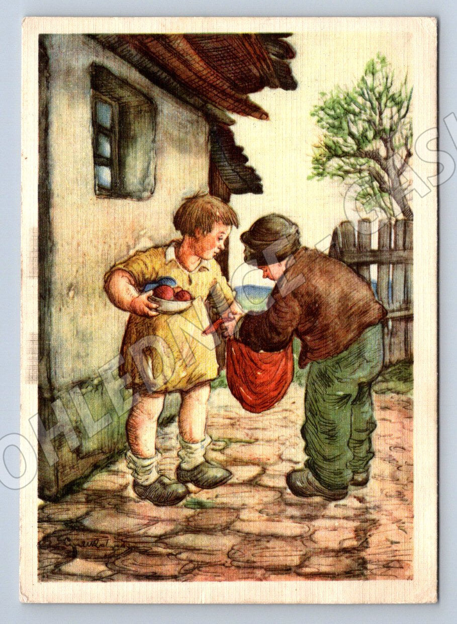 Pohlednice děti a velikonoční vajíčka 1947 (M2720)