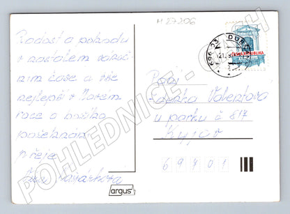 Pohlednice Vánoční vesnička zasněžené stromy 1996 (M27206)
