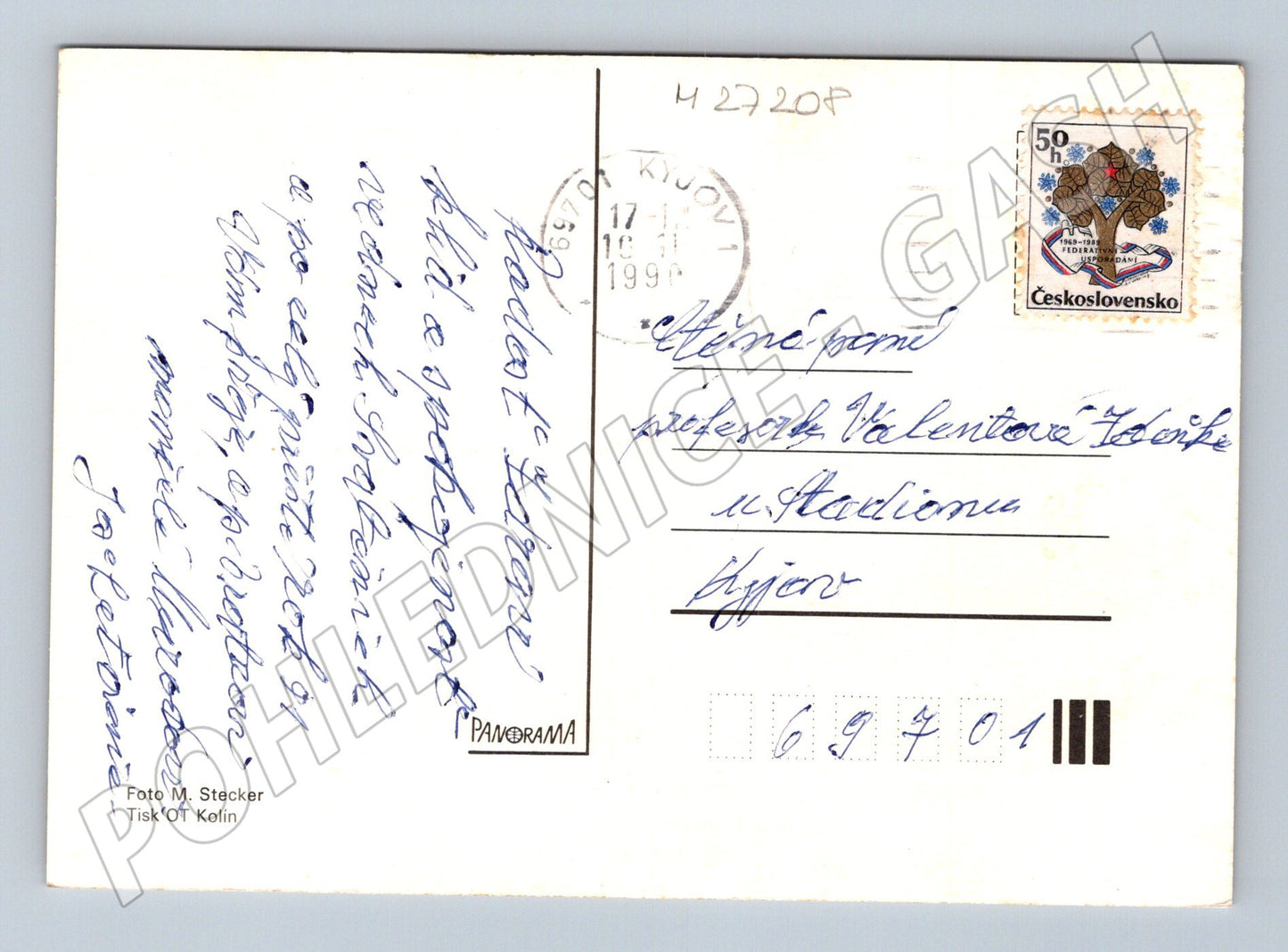 Pohlednice Vánoční zátiší košík ořechů 1990 (M27208)