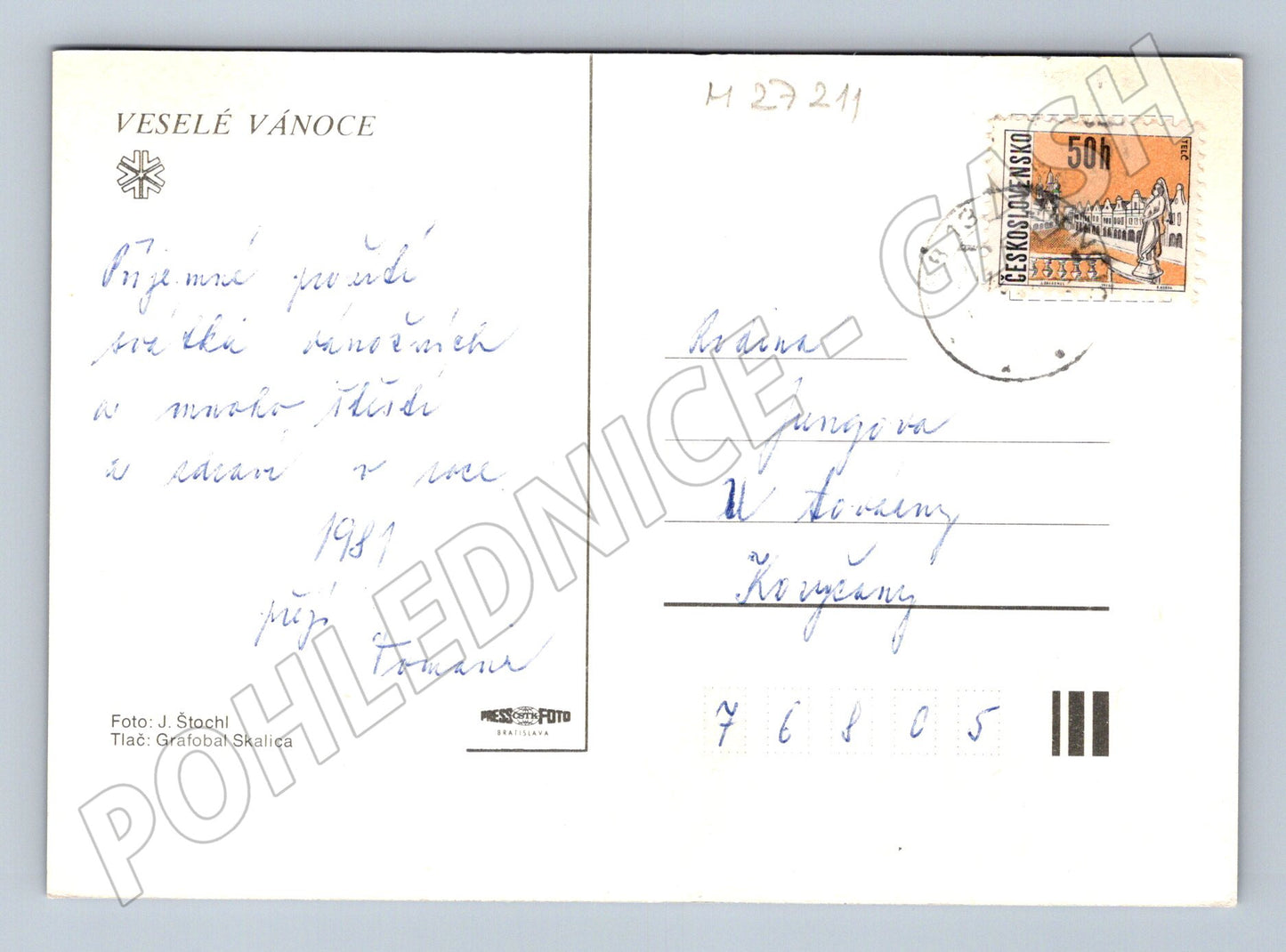 Pohlednice Vánoční svíčky 1981 (M27211)