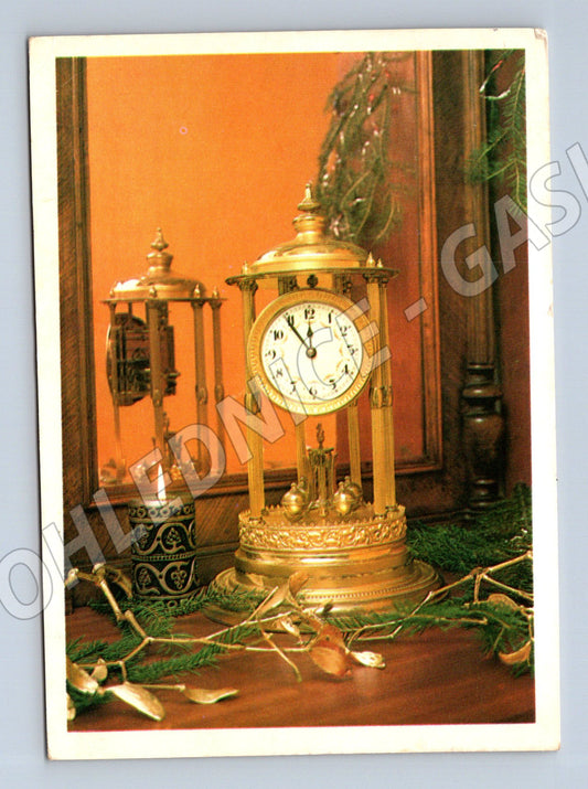 Pohlednice zlaté hodiny vánoční motiv 1994 (M27220)