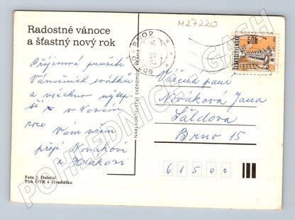 Pohlednice zlaté hodiny vánoční motiv 1994 (M27220)