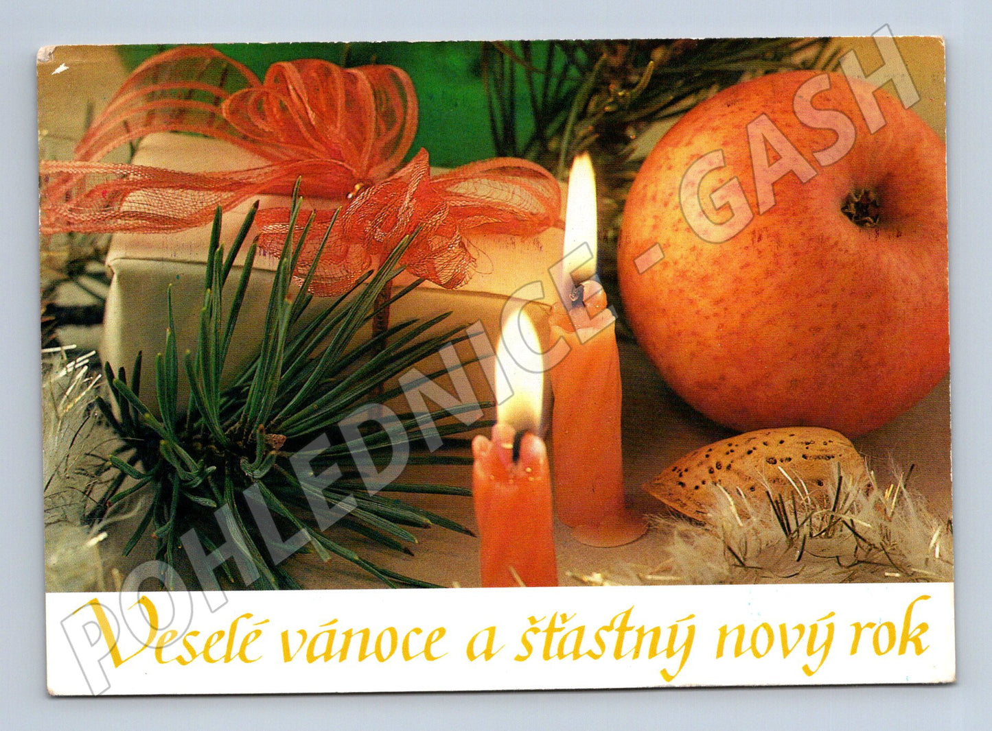 Pohlednice Vánoční motiv svíčky 1988 (M27222)